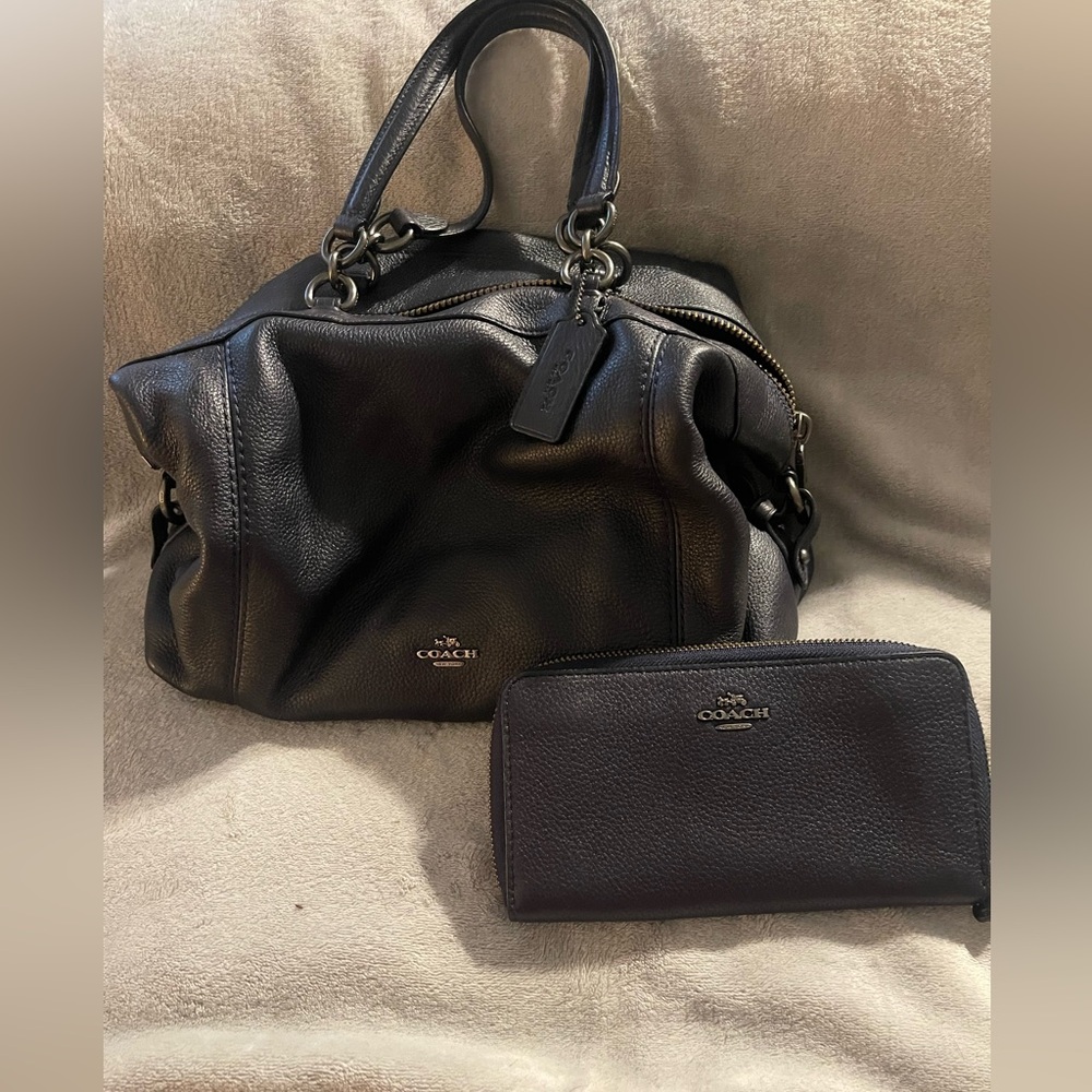 Coach Dark blue satchel and Wallet